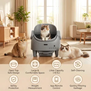 Automatic Cat Litter Box Self-Cleaning WiFi App Control